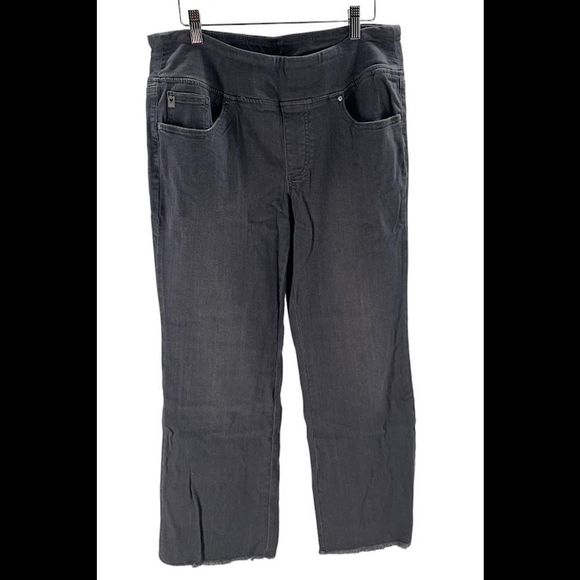 Belle by Kim Gravel Pet Primabelle Frayed Edge Boot Cut Jean Grey Wash - Petite - Picture 1 of 2